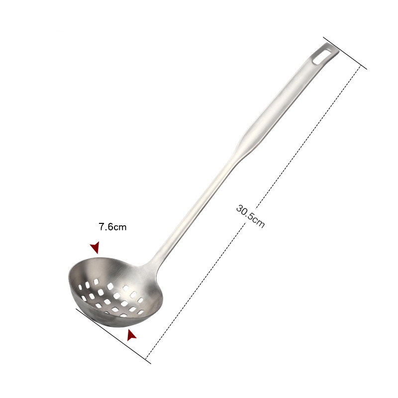 304 Stainless Steel Home Pot Soup Spoon Colander Tableware Long Handle Cooking Utensils Porridge Mixing Spoons Kitchen Ladle: 30cm Silver Colander