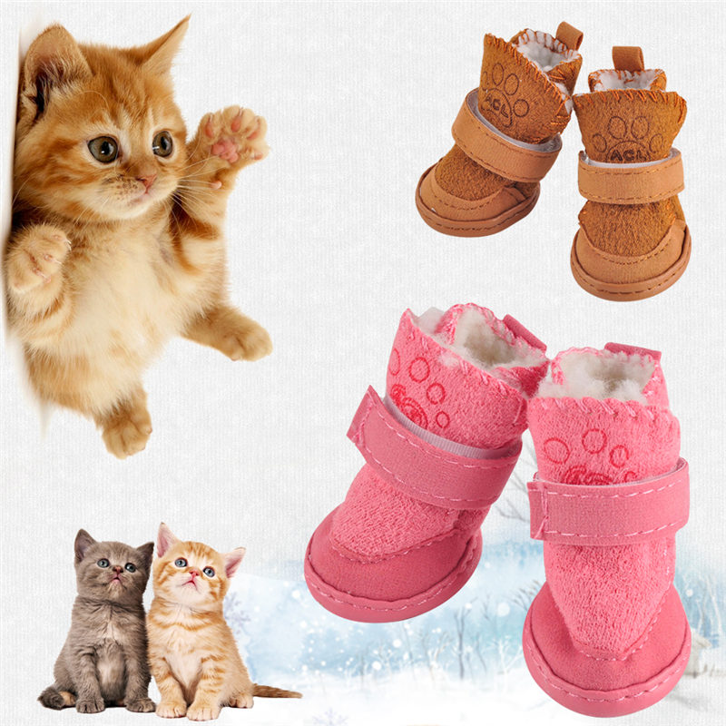 Leuke Zachte Bodem Comfortabele antislip Winter Hond Schoenen Waterdicht Voor Kleine Honden Huisdier Warm Bruin Roze hond sokken huisdier Favoriete