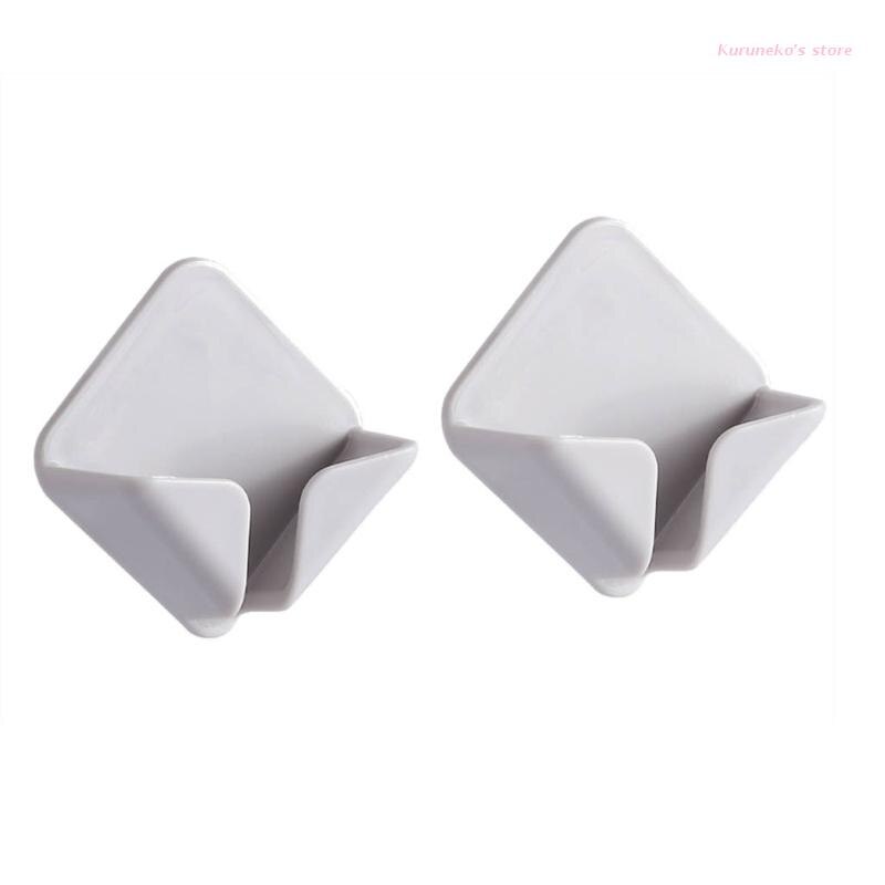 2 Stuks Muur Gemonteerde Plug Muur Haak Stekker Draad Socket Houder Zelfklevende Haak Kabel Retainer Usb data Kabelhaspel: gray