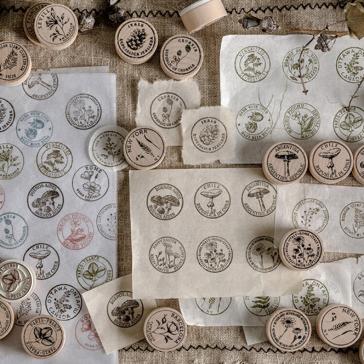 Retro Postmark Series Plant decoration stamp wooden rubber stamps for scrapbooking stationery DIY craft standard stamp