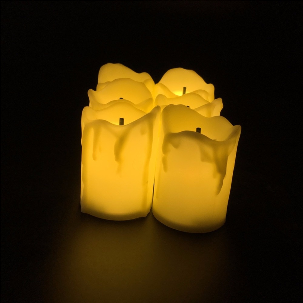 Set of 12 Warm White Big Votive Candles Flameless LED Electric Battery Powered Tealight Candles Wedding Decorative