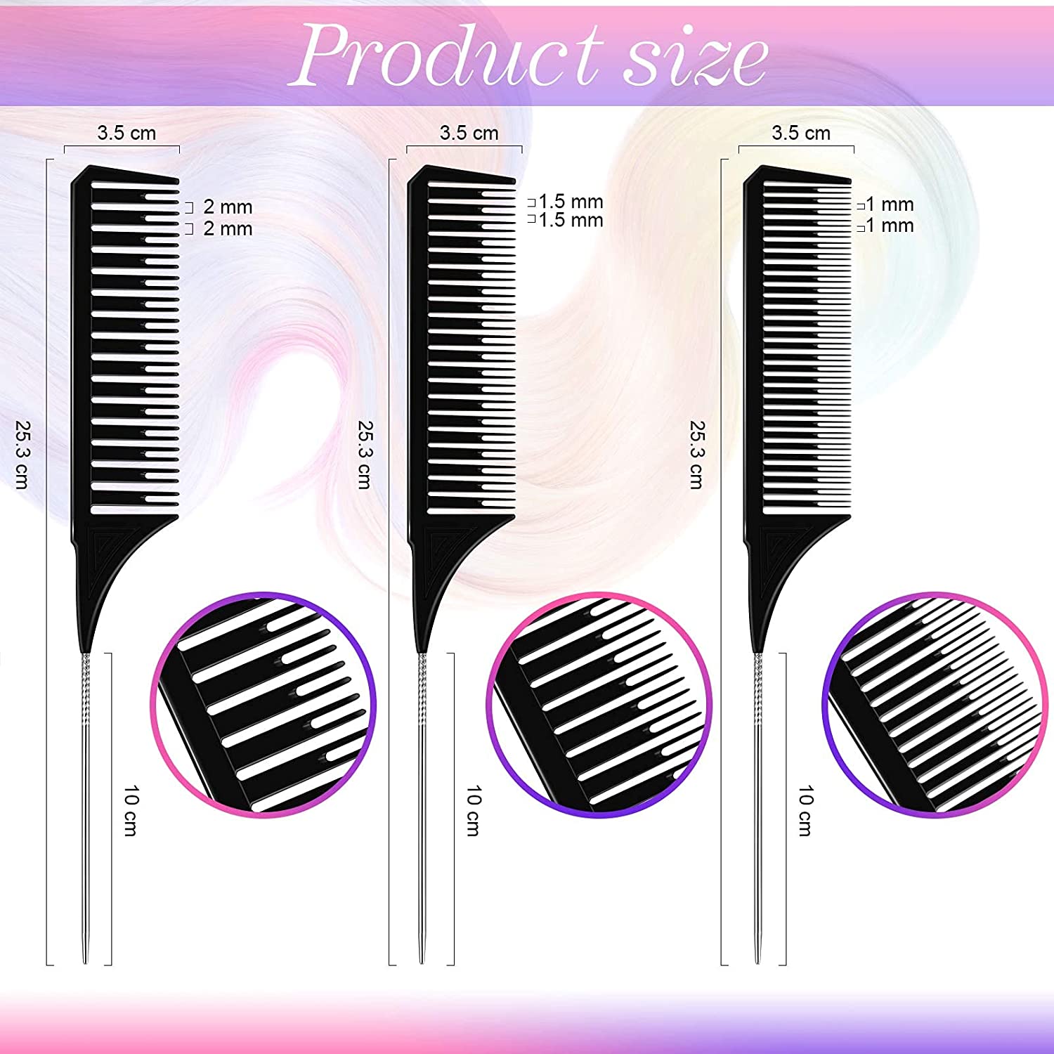 Hairdressing Comb Steel Tip Tail Pick Dyeing Comb Salon Highlighting Hair Comb Anti Static Barber Hair Cutting Comb