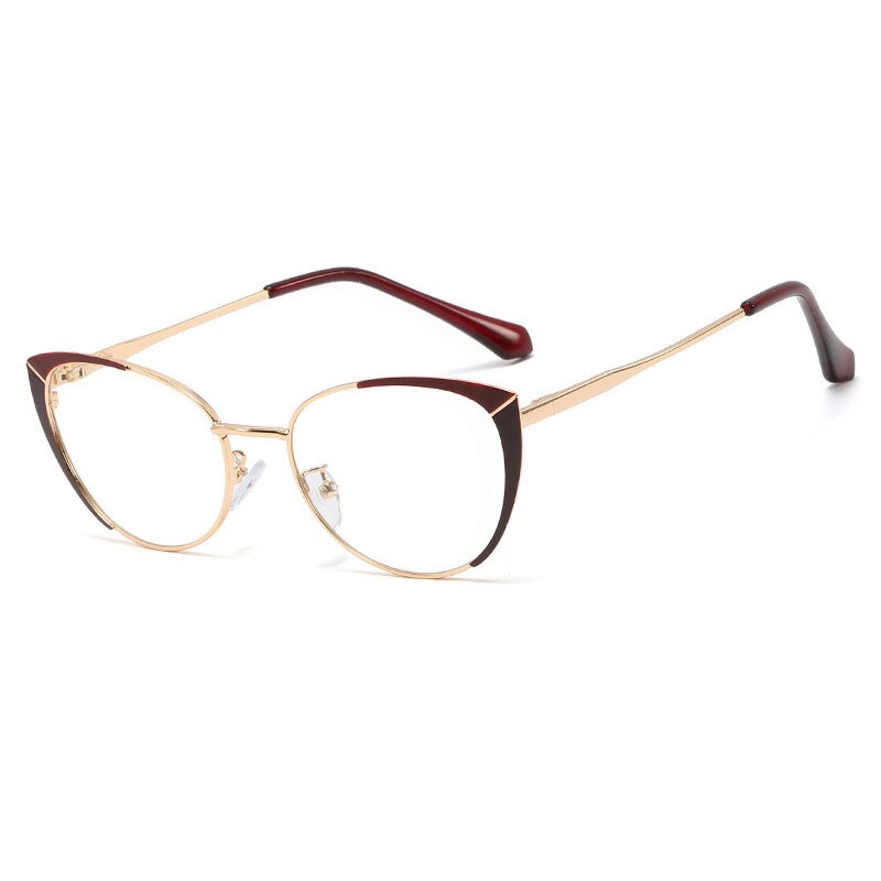 Cat Eye Computer Glasses Anti Blue Ray Optical Eye Blue Light Blocking Glasses Spectacle Blocking Gaming Filter Glass: C7 Wine Red