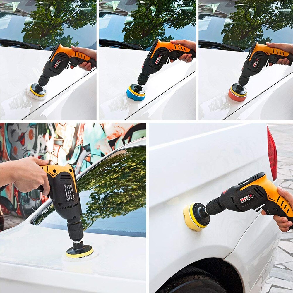 22 Uds. Almohadilla de pulido esponja redonda para coche taladro de limpieza flexible disco de cera pulidor accesorios prácticos herramientas accesorios de coche