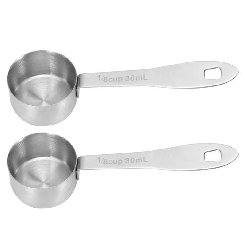 2Pcs 30ml Stainless Steel Coffee Scoop Long Handled Coffee Milk Powder Measuring Spoons Teaspoons Kitchen Accessories