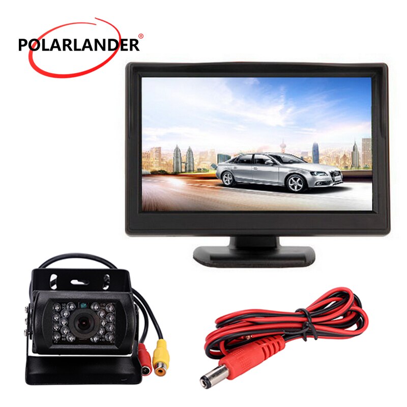 Bus/Car HD Desktop 12-24V 5 Inch TFT Screen Plug-In Rear Cam 18.5mm LED With Lamp Reversing Camera Night Vision Parking Monitor