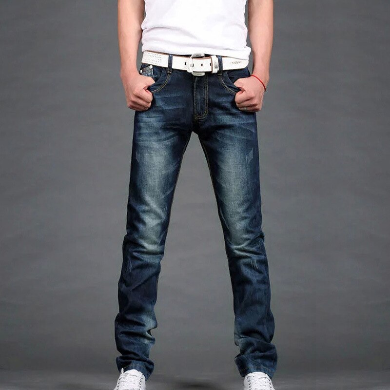 Icpans skinny jeans mænd klassiske straight herre jeans denim jeans mænd lange bukser mærke tøj jeans til mænd: 2000 sorte / 28