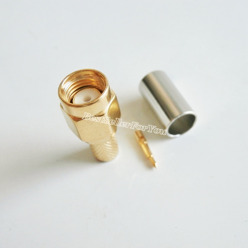 Convertitore Di Ruggine 5 Pz/lotto SMA Maschio Connettore 90 Gradi Ad Angolo Retto A Crimpare Per RG58 RG142 LMR195 RG400 Cavo 50ohm Adattatore RF Coassiale Nuovo Ottone Carene Nrg Mc2