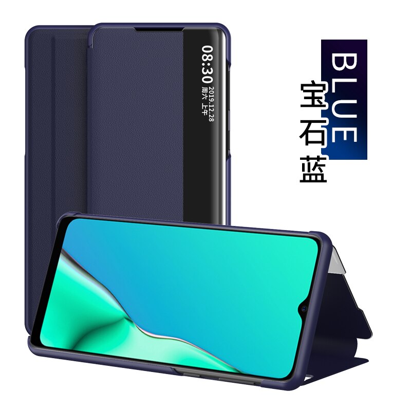 View Smart Flip Case For Oppo A5 OppoA5 A 5 A52020 fundas Luxury original Magnetic Holder Leather Etui on 360 Phone Cover: Blue