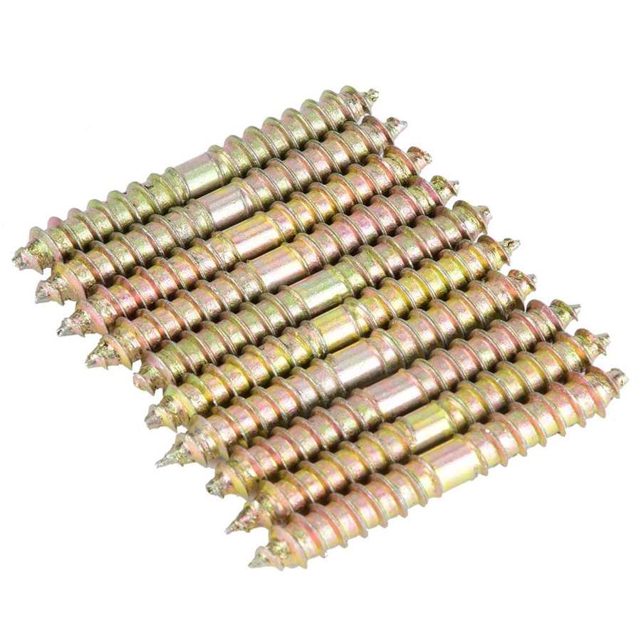 10pcs 6mm x 50mm Double Ended Wood to Wood Furniture Fixing Dowel Screw