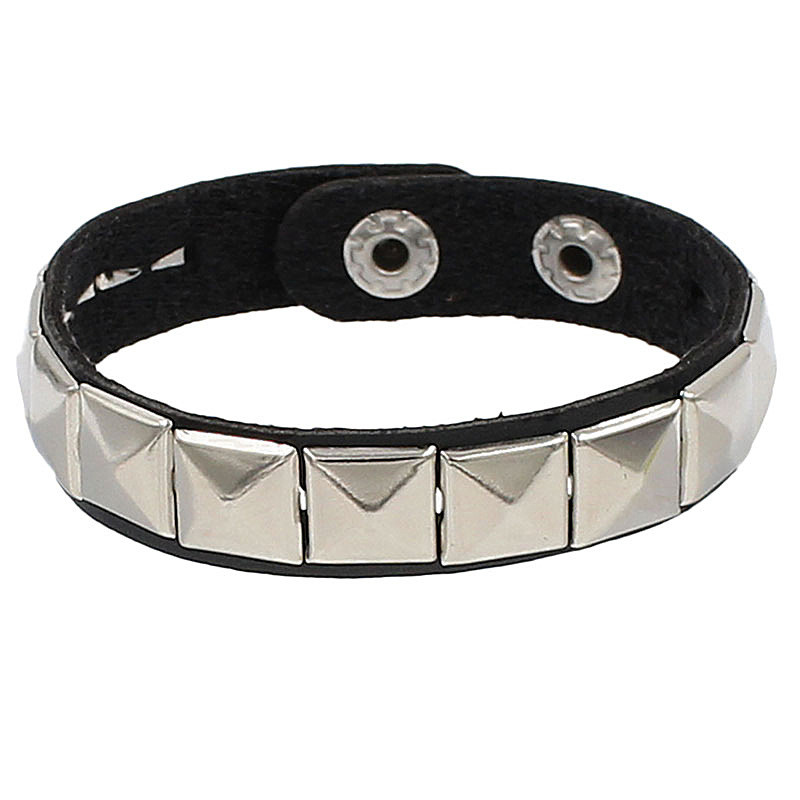 Punk Bracelet for Men Women Goth Black Leather Wristband with Metal Spike Studded Spike Rivets Cuff Bangle Adjustable: Green Dragonly