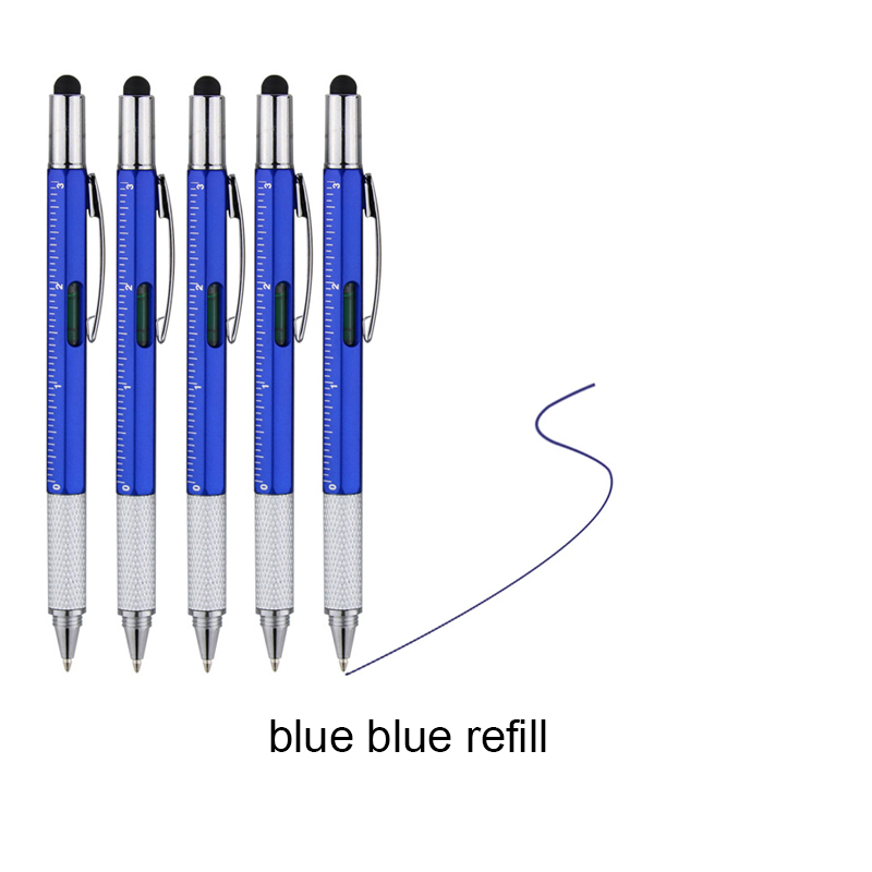 5/10 Stück 7in1 Multifunktionaler Kugelschreiber Handwerkzeug Messtechnik, Lineal, Schraubendreher, Touchscreen-Stift, Wasserwaage