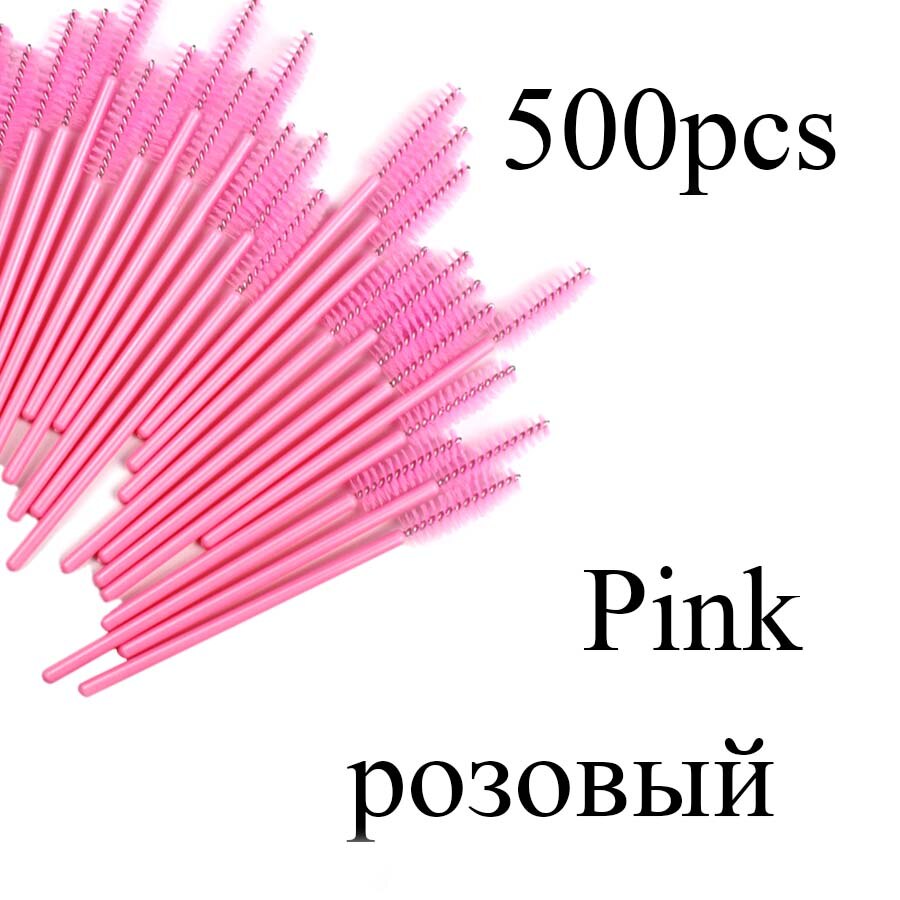 500 Stks/pak Wegwerp Kristal Wimper Borstel Kam Wimpers Extension Mascara Wands Make-Up Professionele Beauty Tool: 500pcs Pink
