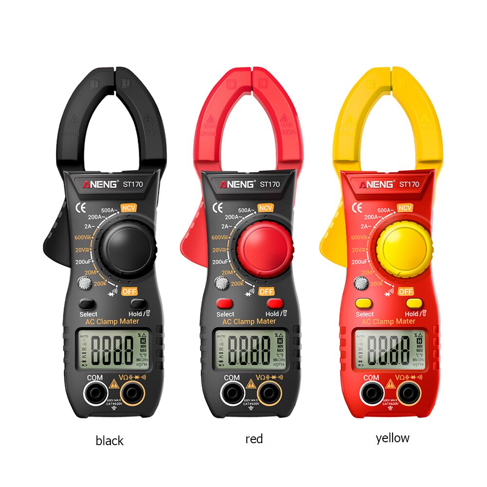 ANENG ST170 Digital Clamp Meter DC/AC Current Multimeter Ammeter Voltage Tester Car Amp Hz Capacitance NCV Ohm Test
