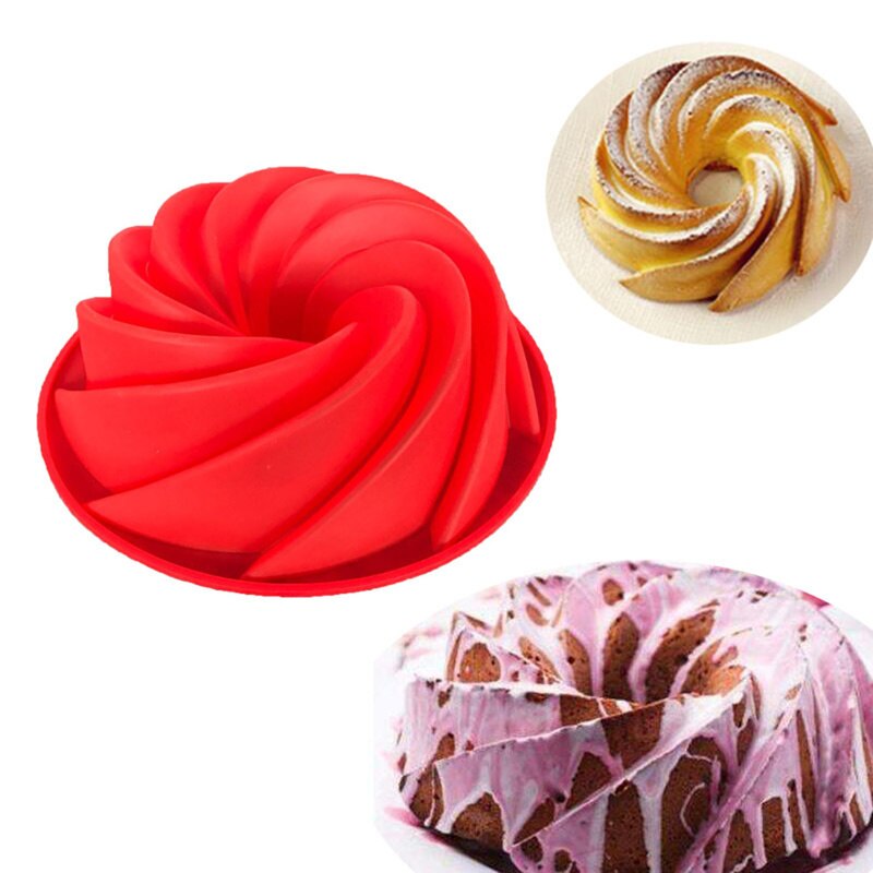 9 Inch Fluted Round Silicone Baking Molds Pan Oven Roasting Non-Stick Bundt Cake Mousse Bread Pan Grade Silicone Bundt Tins