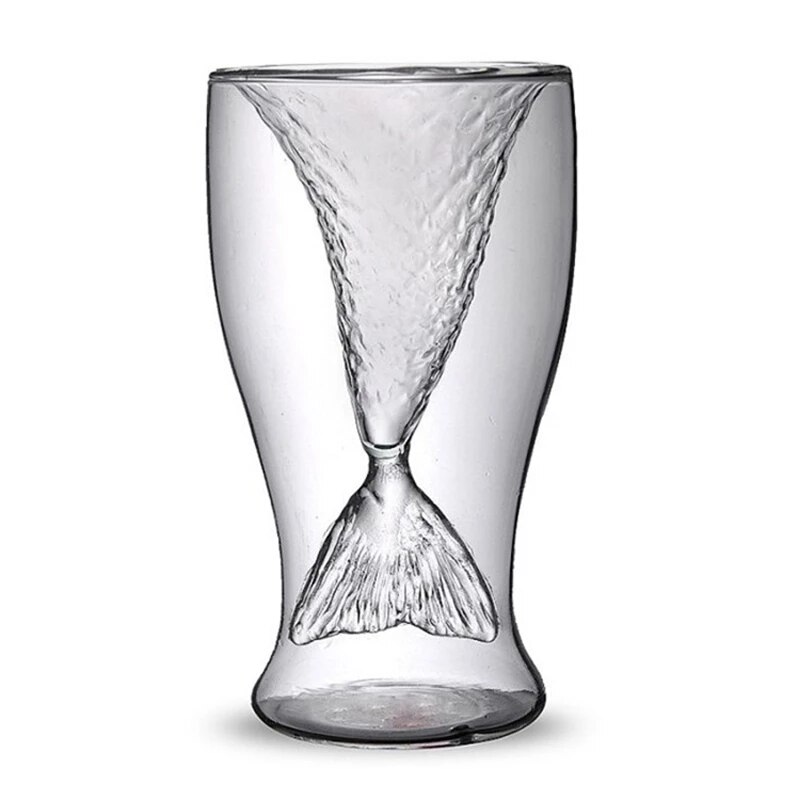 100ml Cute Mermaid Tail Wine Glass Double Wall Cocktail Glass Beer Whisky Cup Glassware Bar Tools