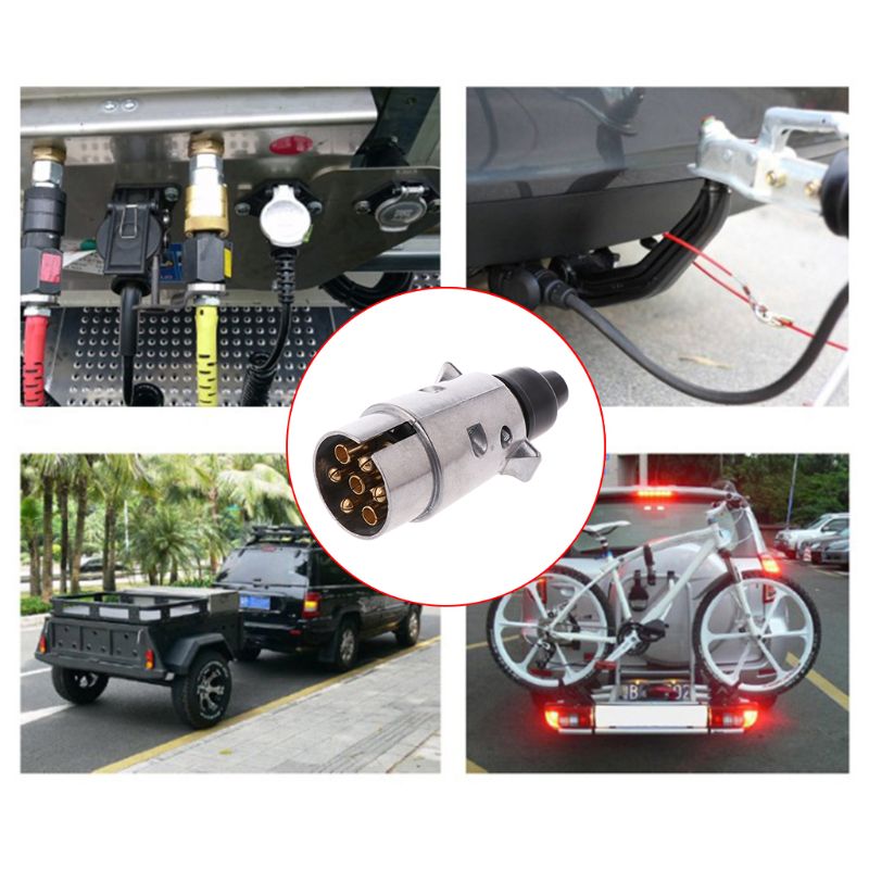gorący 1 Pc trwałe 7 Szpilka ze stopu aluminium ze stopu aluminium wtyczka ciężarówka z przyczepą holowania elektryczny DC 12V złącze ue wtyczka dla pojazdu samochodów ciężarówka