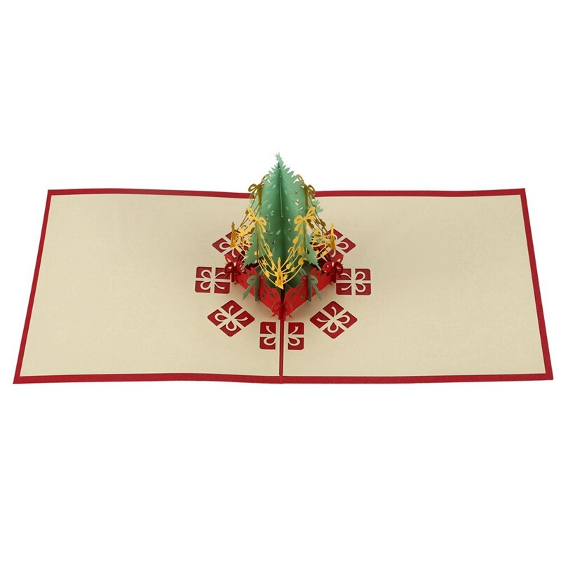 2 Pcs 3D -Up Christmas Tree Greeting Cards Cards Souvenirs Postcards, 15 X15Cm & 10 X 15Cm