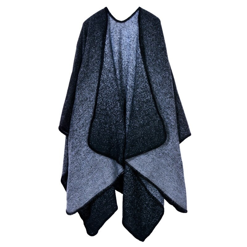 Hiver femmes réversible surdimensionné couverture Plaid pull Poncho Cape châle et enveloppes Cardigans épaissir pashmina écharpe: 9