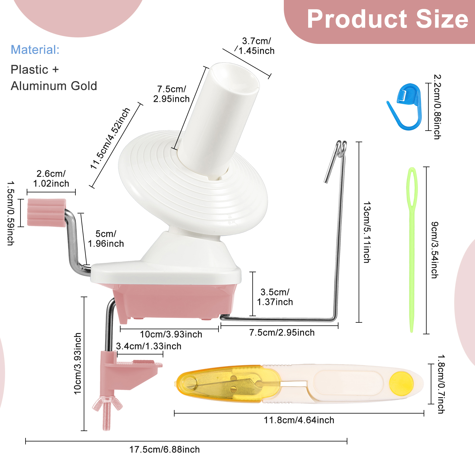 Hand Operated Yarn Winder Fiber Wool Manual Handheld Winder Machine String Ball Portable for DIY Sewing Making Accessories: Orange