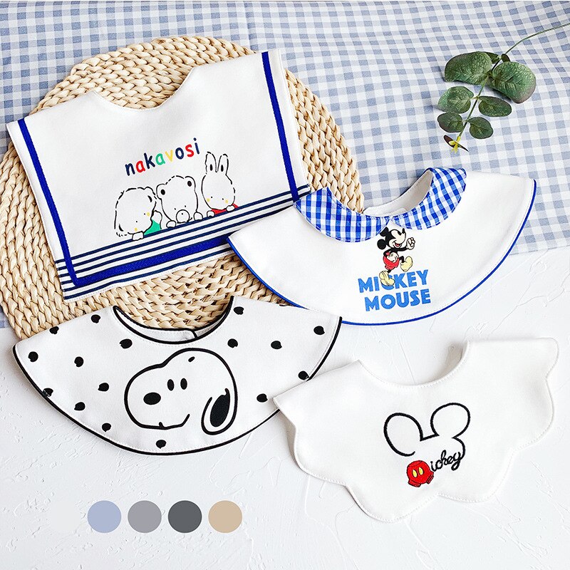 Mignon dessin animé bébé bavoirs coton imperméable à l'eau baver Burp chiffons pour -nés bord ondulé doux produits pour enfants