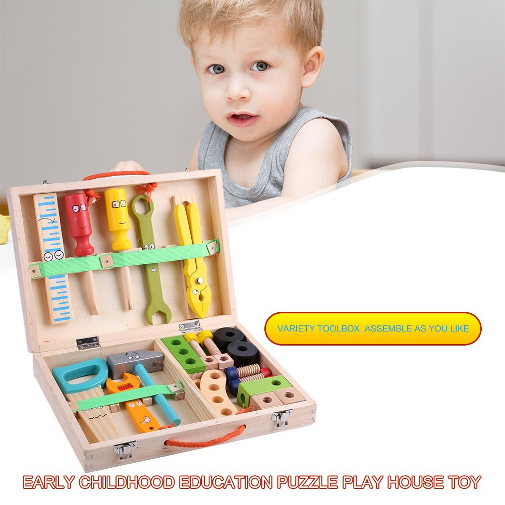 Baby Houten Speelgoed Toolbox Kinderen Houten Reparatie Tool Set Multifunctionele Puzzel Speelgoed Draagbare Reparatie Tool Box Educatief Speelgoed