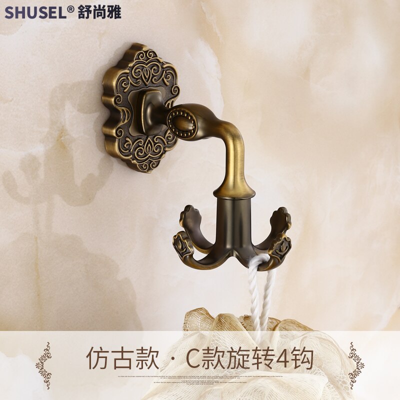 Slaapkamer Beweegbare Kleding Haak Europese Stijl Haak Kledingrek Muur Opknoping Enkele Haak Gouden Antieke Jas Rack Roterende: style-antique style