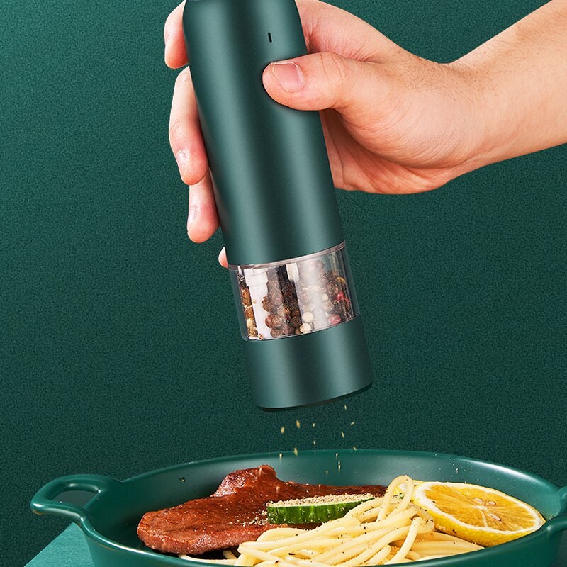 Electric Automatic Mill Pepper And Salt Grinder with LED Light USB Charging Spice Salt Pepper Grinder Adjustable Coarseness Mill