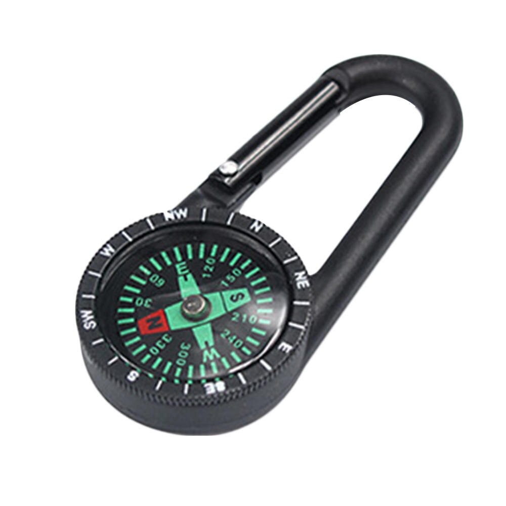 Outdoor Mini Compass + Thermometer + Snap Hook 3-in-1 Multifunctional Hiking Metal Carabiner Camping Hiking Survival Tool