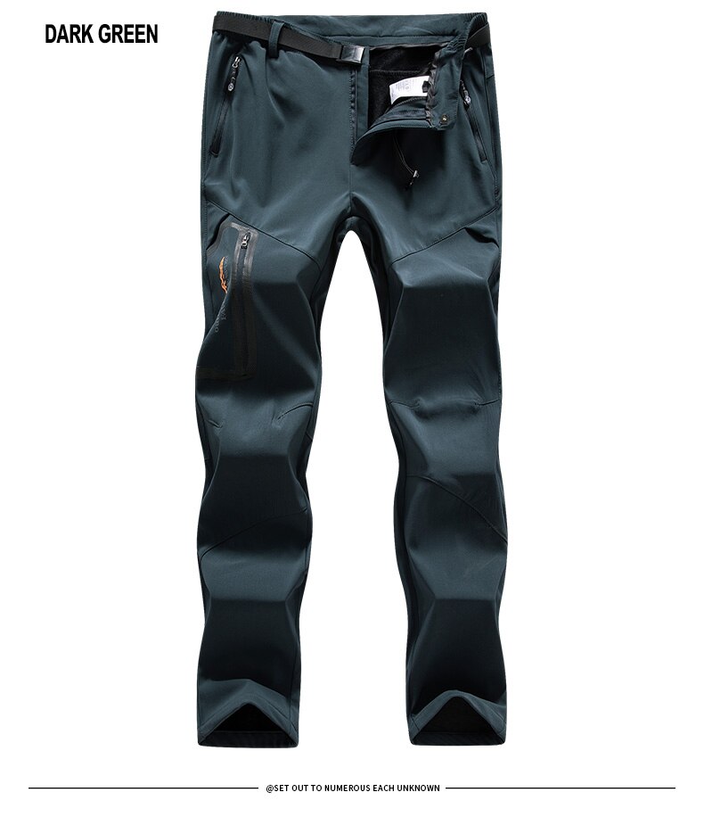 Mountainskin Winter Men&#39;s Pants Windproof Outdoor Sports Water Repellent Camping HikingTrekking Breathable Male Trousers VA883: Men Dark Green / Asian Size 2XL