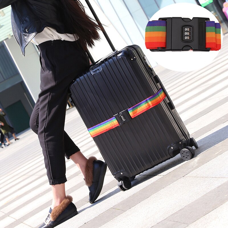 Adjustable Luggage Strap Password Belt Packing Travel Accessories Multifunction Suitcase Nylon Buckle Strap Baggage Belts Tag