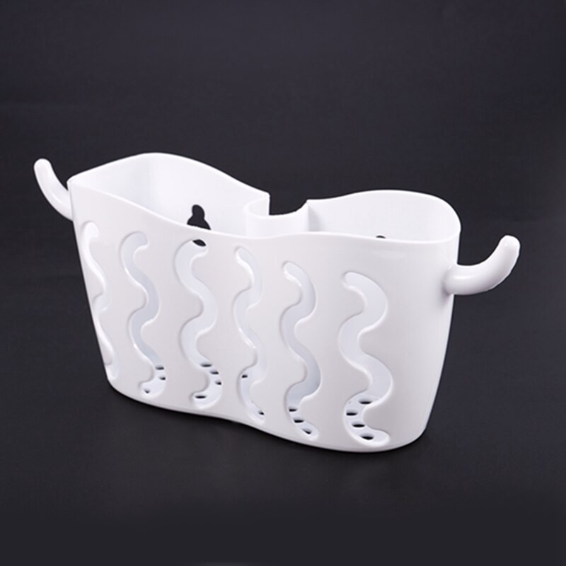 Kitchen Sink Faucet Caddy Bath Hanging Organizer Sink Draining Soap Sponge Holder Storage Baskets White