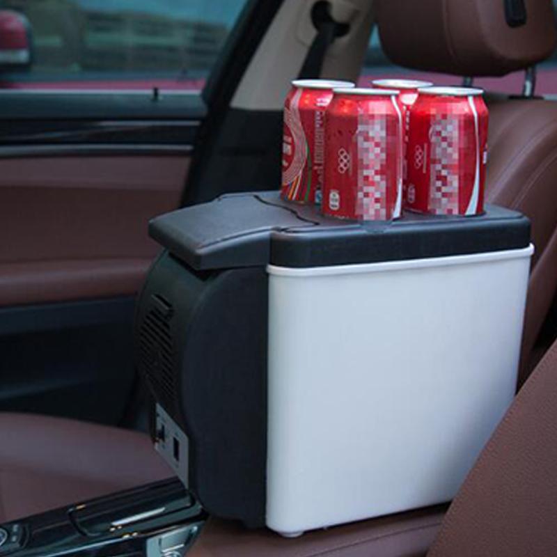 Mini 6L Car Refrigerator Multi-function Travel Fridge Cooler Warmer 12v Compressor Fridge With 4 Drink Holes Electric Freezer