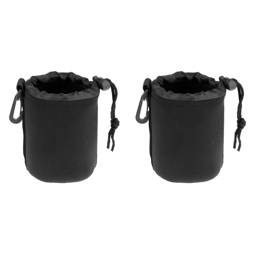 1/2 Stück Kameraobjektivtasche Fotografie Objektivtasche Neopren Wasserdichter Rucksack Kordelzug Schutzhülle für die meisten digitalen Spiegelreflexkameras: Silber