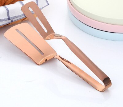 Mattång i rostfritt stål guld sliver köksredskap buffé matlagningsverktyg bbq clips bröd biff tång klämma kökstillbehör: Rosa guld 1pc