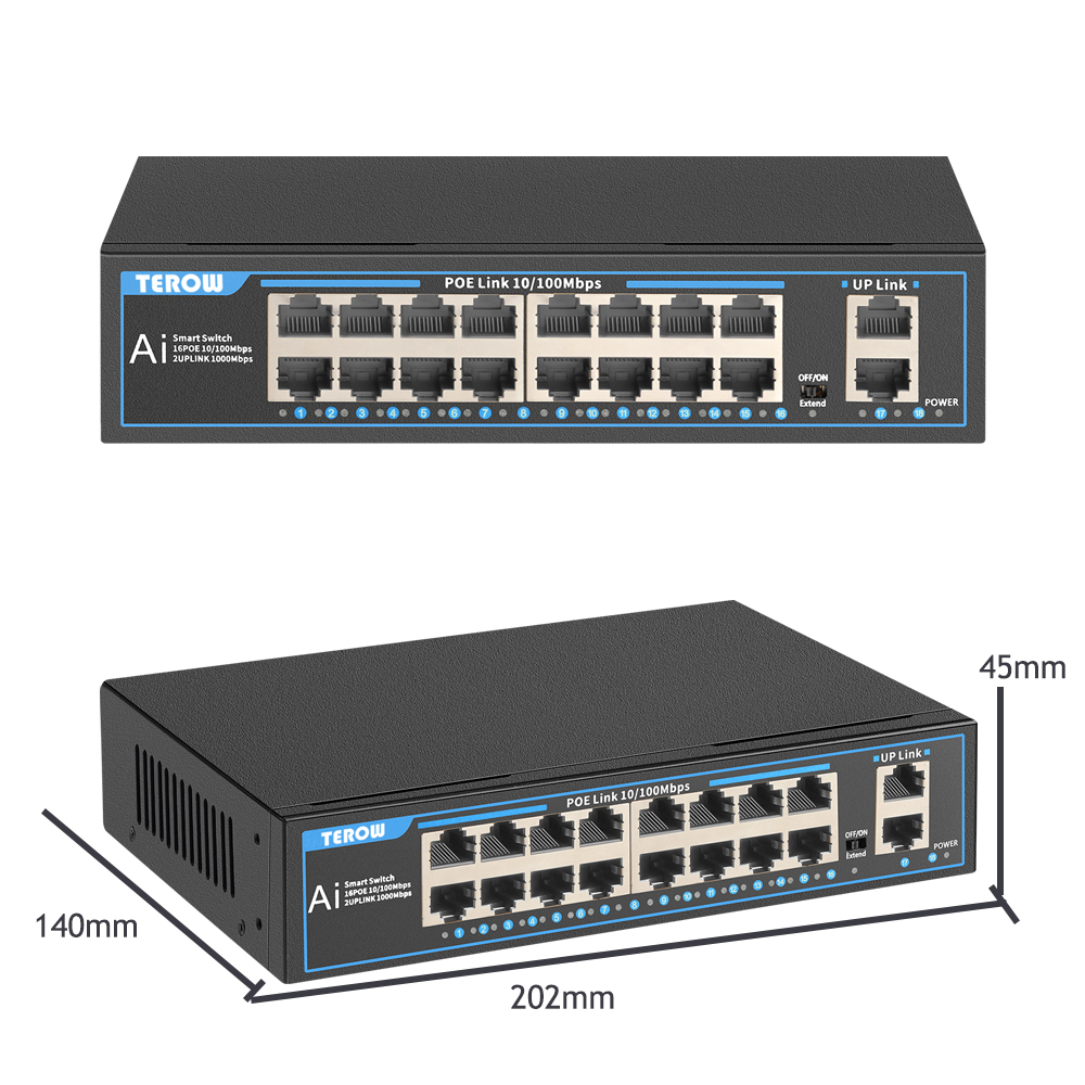 16 portów przełącznik POE 100 mb/s przełącznik Ethernet POE przełącznik sieciowy koncentrator RJ45 IEEE802.3af/w kamera IP nadzór wideo bezprzewodowa AP