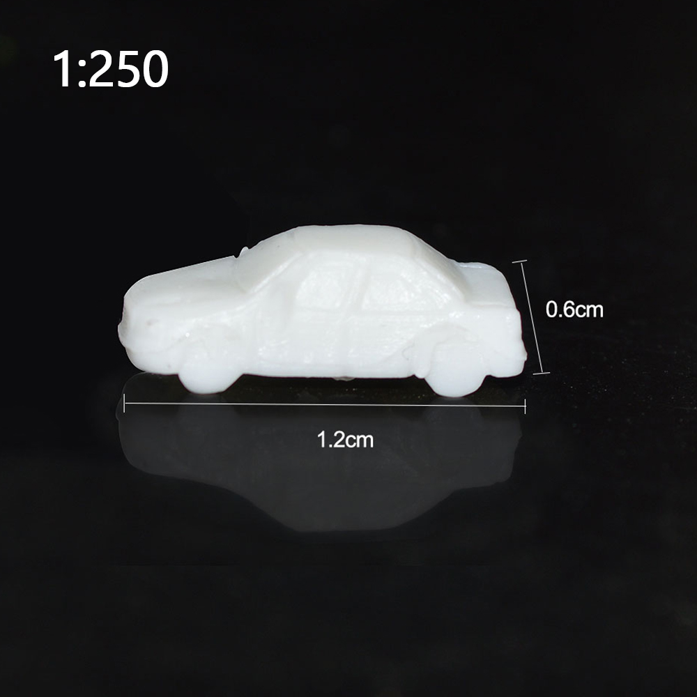 50Pcs Miniature Model Car 1:250/300/500 Scale White ABS Mini Plastic Model Cars: 250 scale