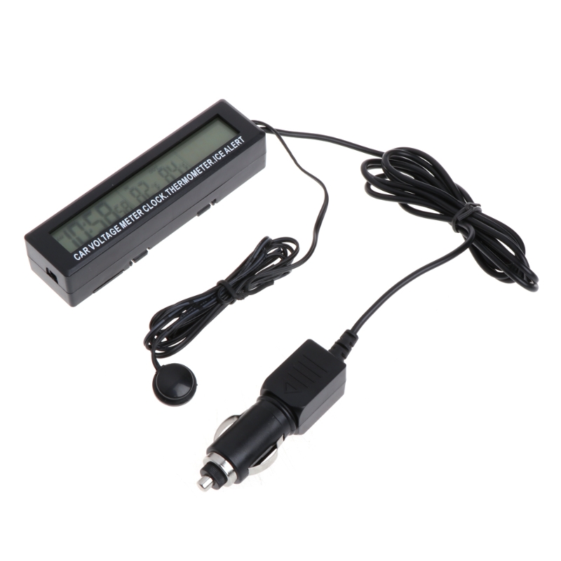 Digitale LCD Klok Auto Voltmeter Thermometer Batterij Voltage Temprerature Monitor 12 V/24 V