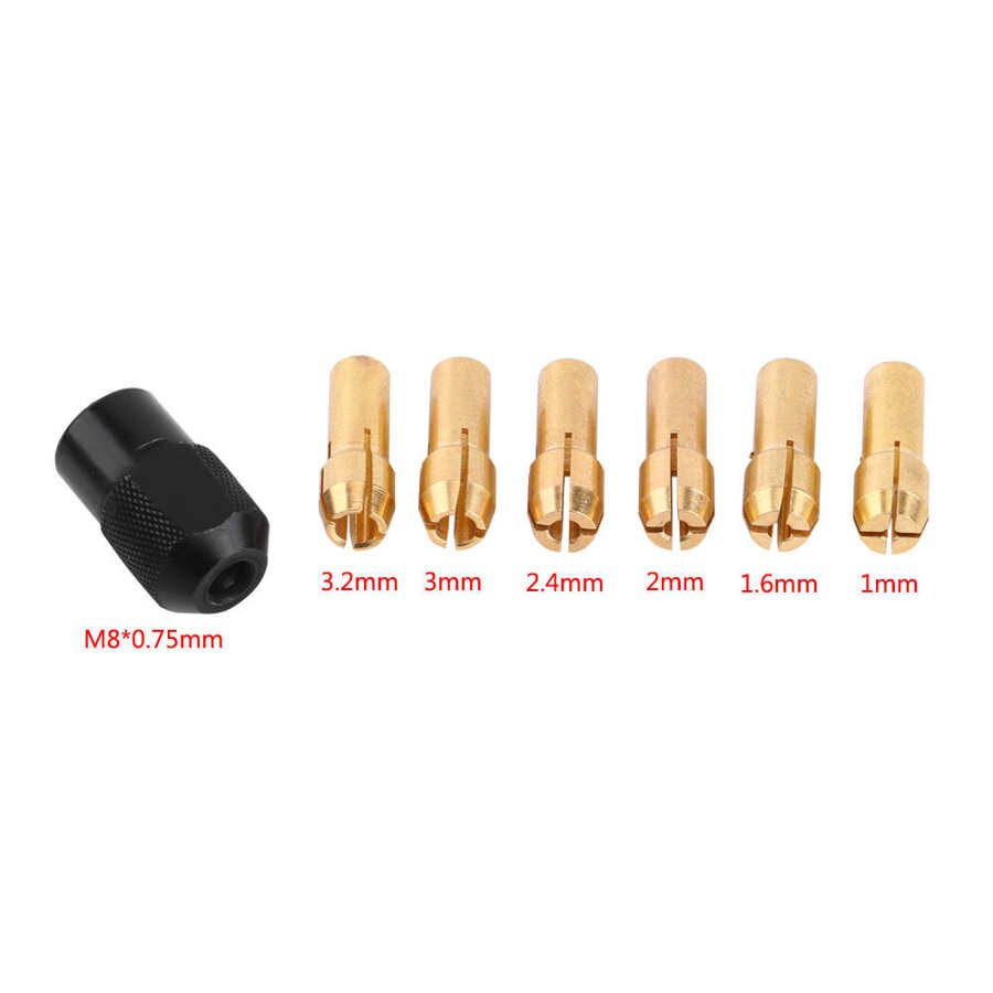 Collet chuck sleeve 6 gripping capacity range 1mm-3 2mm with M8*0 75 suitable for rotating tools