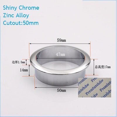 4 stk/parti mat sort krom zink plast skrivebordsbord skrivebordsgennemføring flange kabeludtag ryddeligt ledningshul dæksel pc ledningshåndtering: Zink krom 50mm