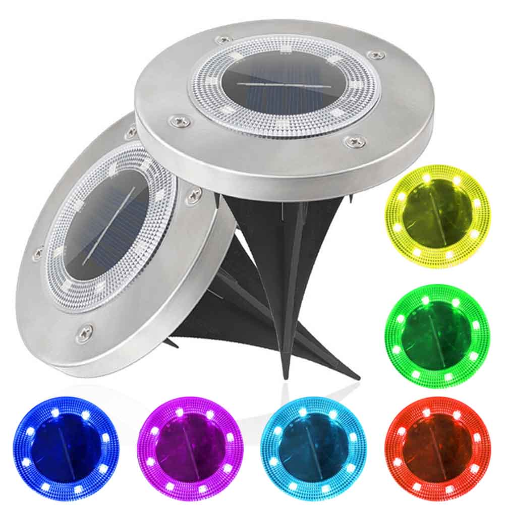4 stk gulv spotlight gang terrasse terrasse trappe rustfrit stål jord lys  ip65 vandtætte 8 lysdioder udendørs have solenergi