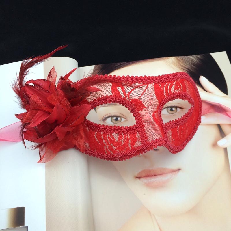 Halloween retro spets genomskinlig mask maskerad prinsessa dam maskerad lily ball mask venedig festdekoration
