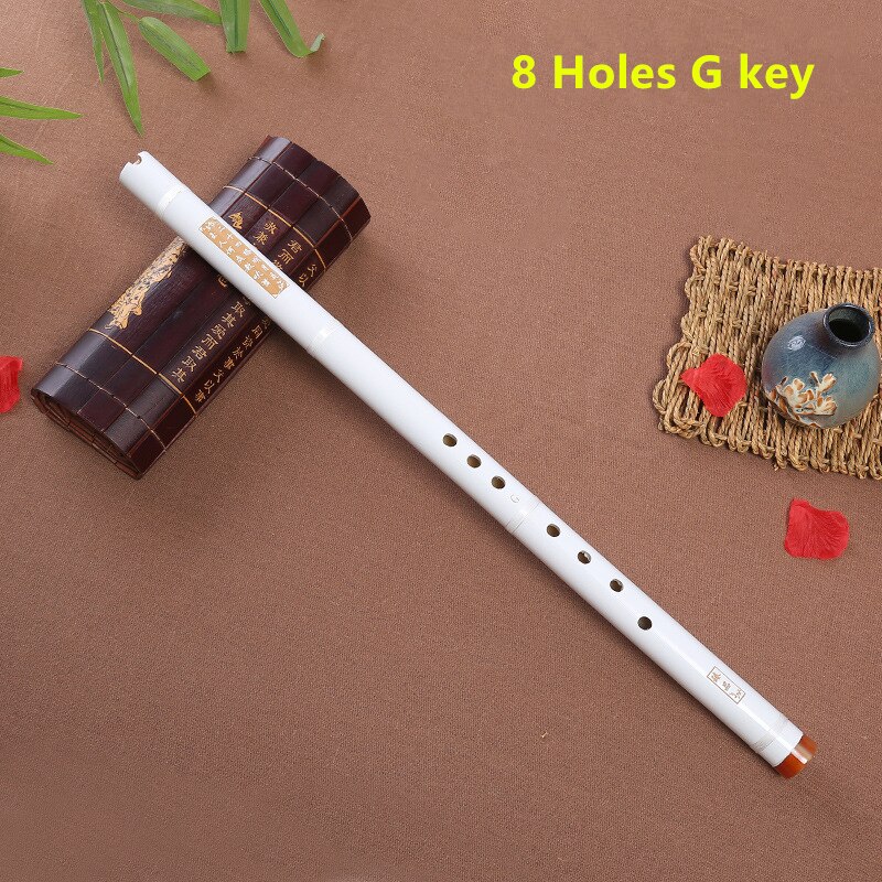 Lilla bambus fløjte xiao kinesisk lodret piccolo shakuhachi klassisk traditionelt musikinstrument kort dizi xiao: Hvid 8- huls g-nøgle