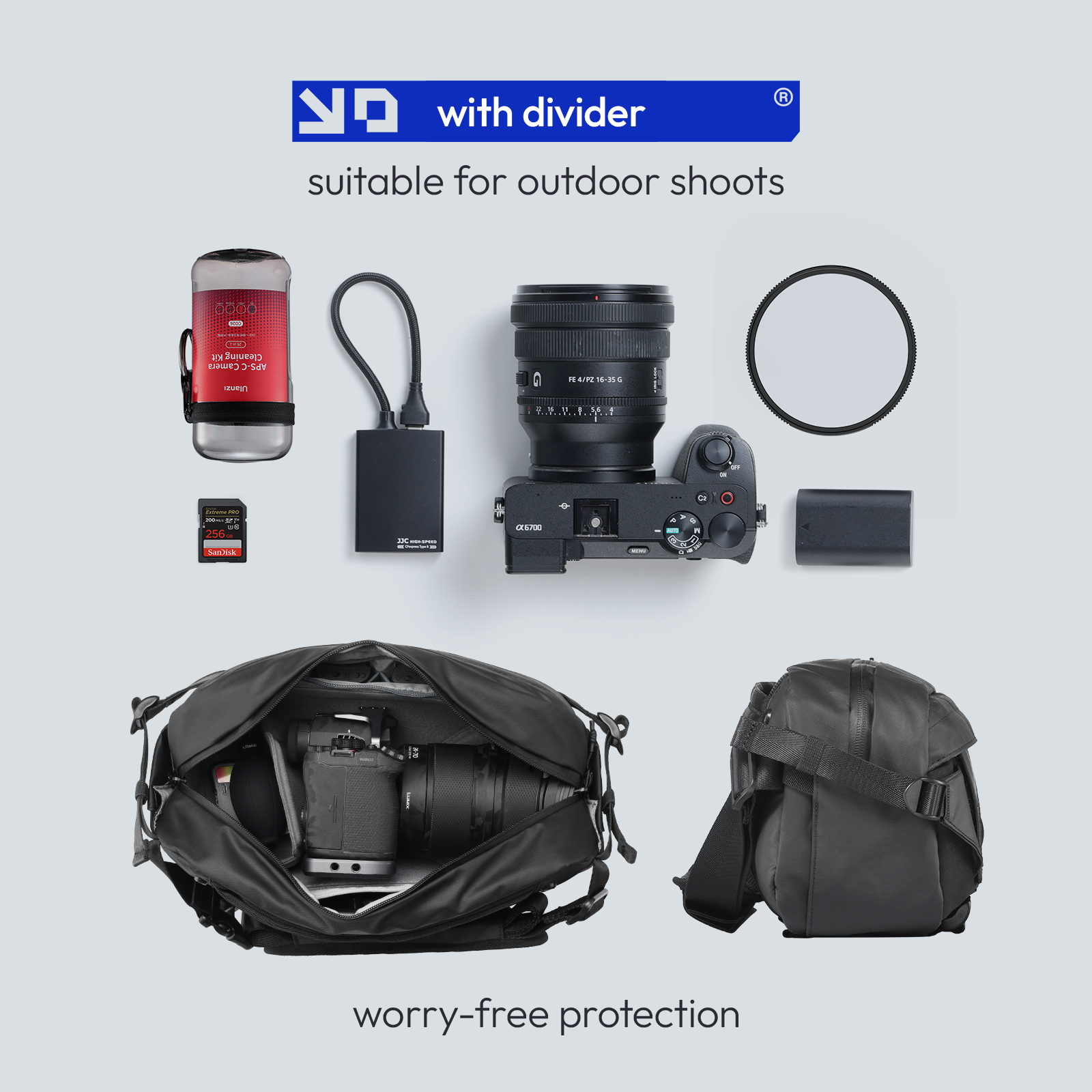 Ulanzi  ab02 concept kameraväska axelväska vattentät kameraryggsäck dslr/slr kameraväska fotoväskor