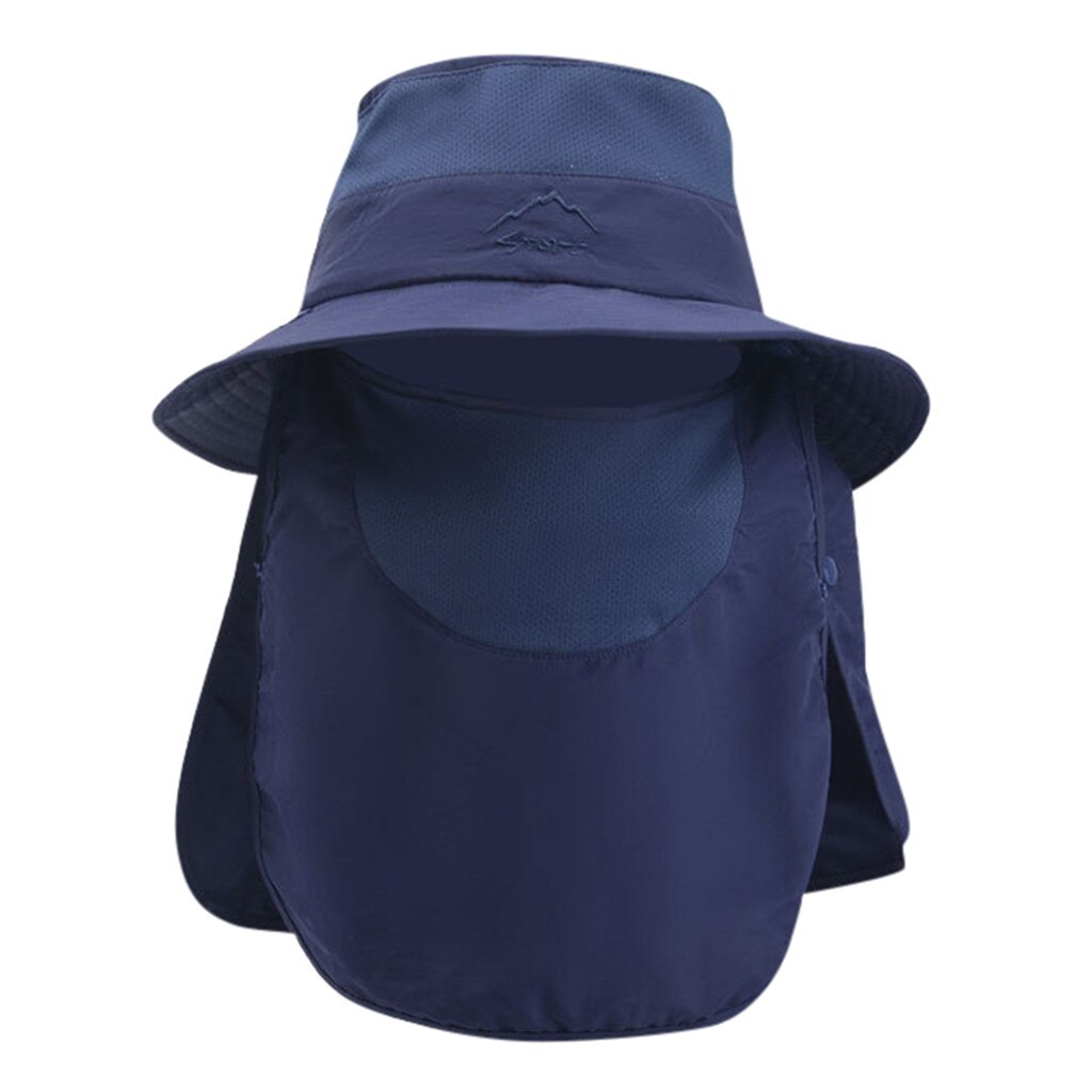 Summer Outdoor Sun Hat Protection Bucket Boonie Cap Solid Adjustable Fishing Hat: Navy