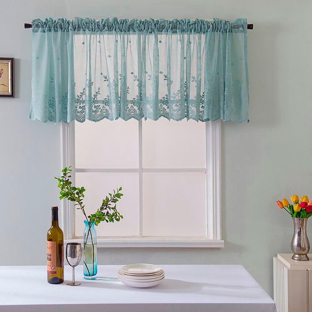 Lace kitchen curtains Waffle Woven Textured Valance for Bathroom Water Repellent Window Covering tenda#30