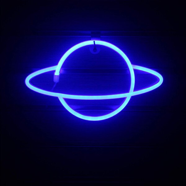 Diy nattlampor led neonskylt nattlampa usb batteridrivna lampor planet neon lampa barn: Blå