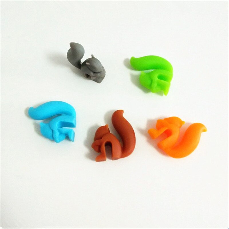 5PCs/ Lot Squirrels Shaped Silicone Tea Bag Hanging Tea Bags Pet Holder Wineglass Label Dolce Gusto Coffee Party Bar Supplie