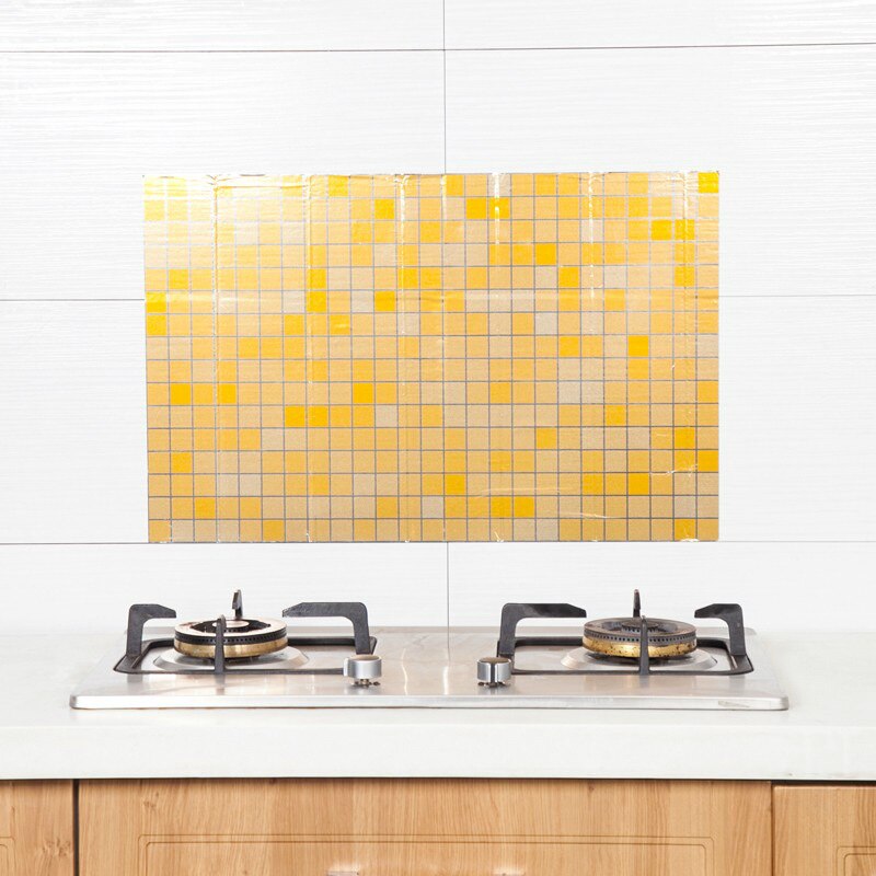 1pc Kitchen Backsplash Sticker Waterproof Oilproof High Temperature Resistant Backsplash Wallpaper Kitchen Backsplash Wallpaper: yellow