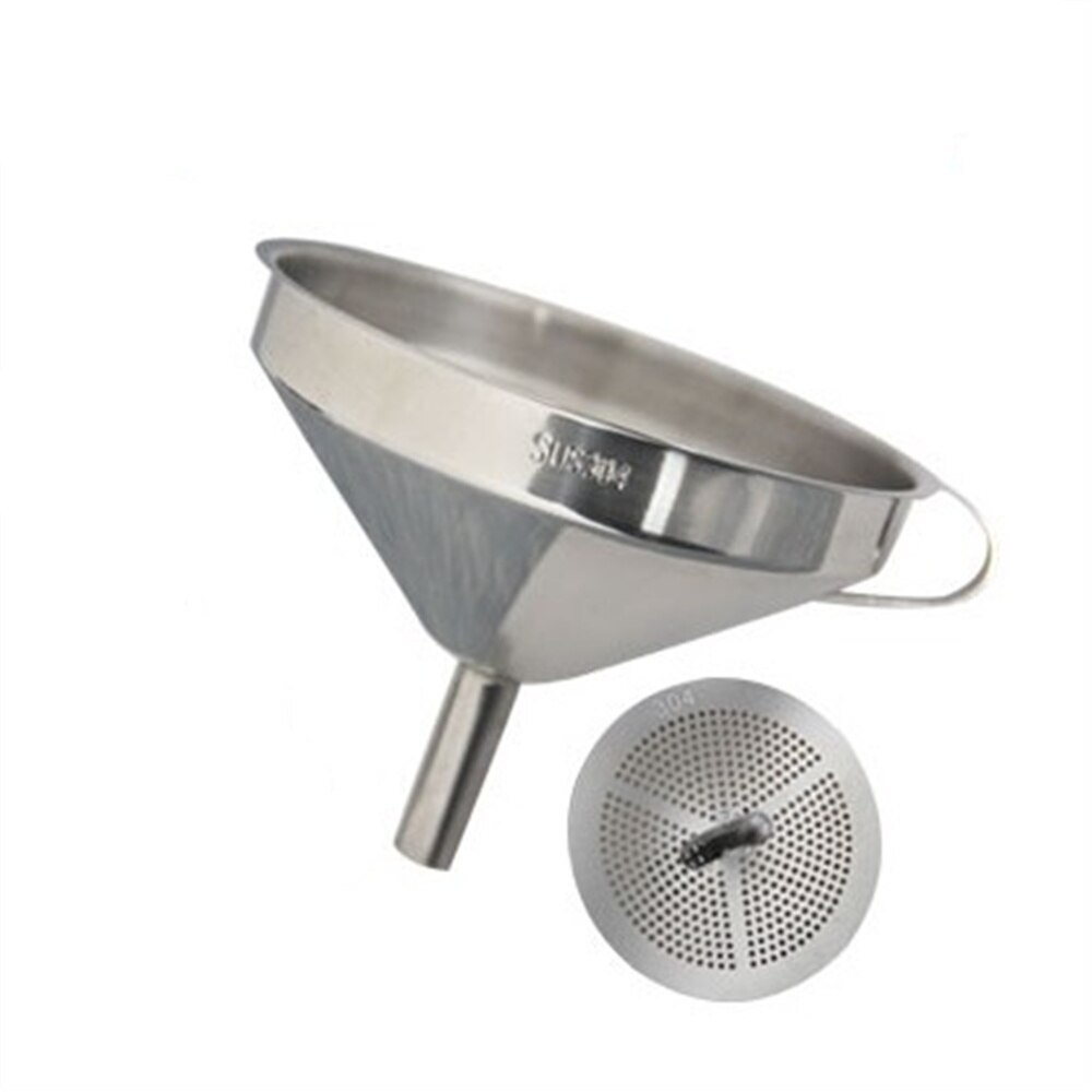 15mm 304 Rvs Multifunctionele Rvs Keuken Trechter Met Handvat en Afneembare Zeef